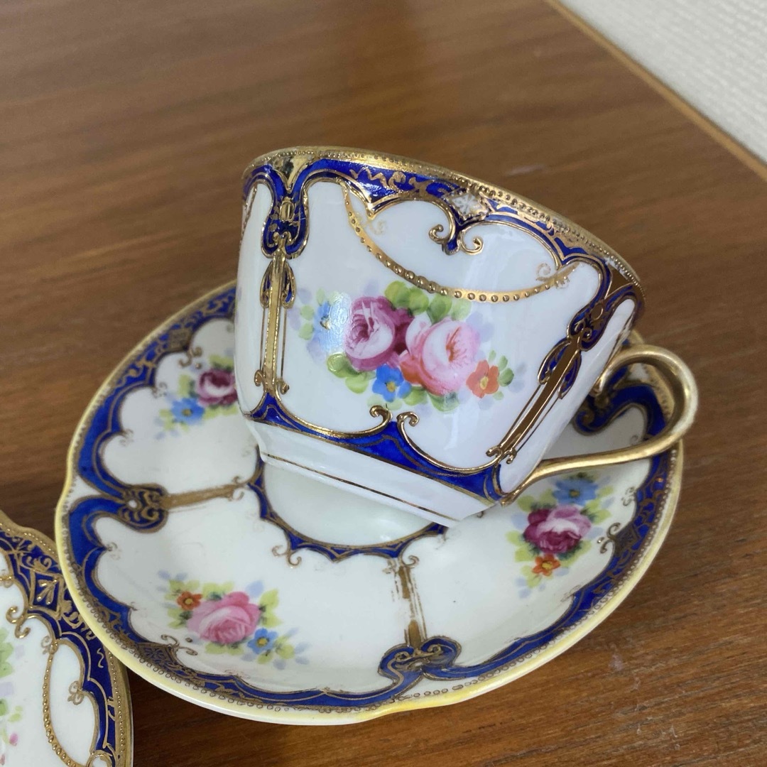 Noritake(ノリタケ)のオールドノリタケ　金盛り　ブルー　カップ　ソーサー　 エンタメ/ホビーのコレクション(その他)の商品写真