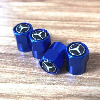 s8【ブルー】Mercedes Benz ベンツ バルブキャップ×4個セット(車外アクセサリ)