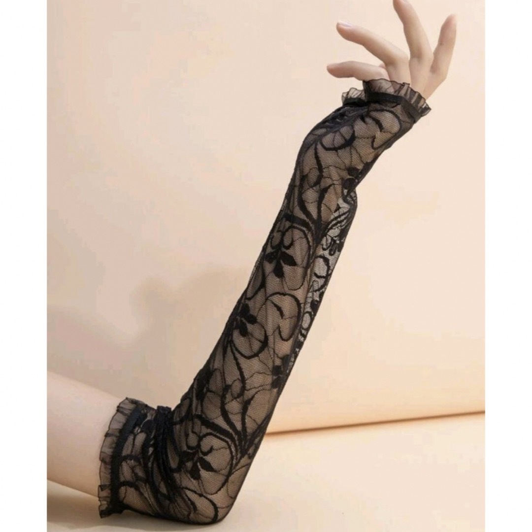 フローラルレース ロンググローブ☆レディースアームスリーブ オシャレ レディースのファッション小物(手袋)の商品写真