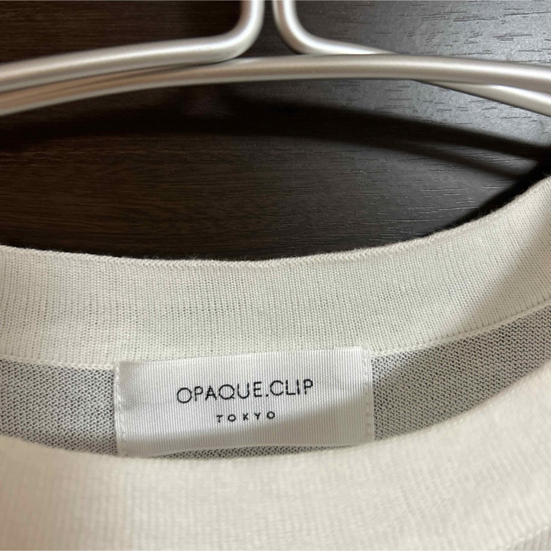 OPAQUE.CLIP(オペークドットクリップ)のOPAQUE.CLIP アセテート混　白　半袖トップス　透けあり レディースのトップス(ニット/セーター)の商品写真