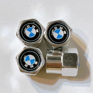 s10　シルバー BMW バルブキャップ×4個(車外アクセサリ)