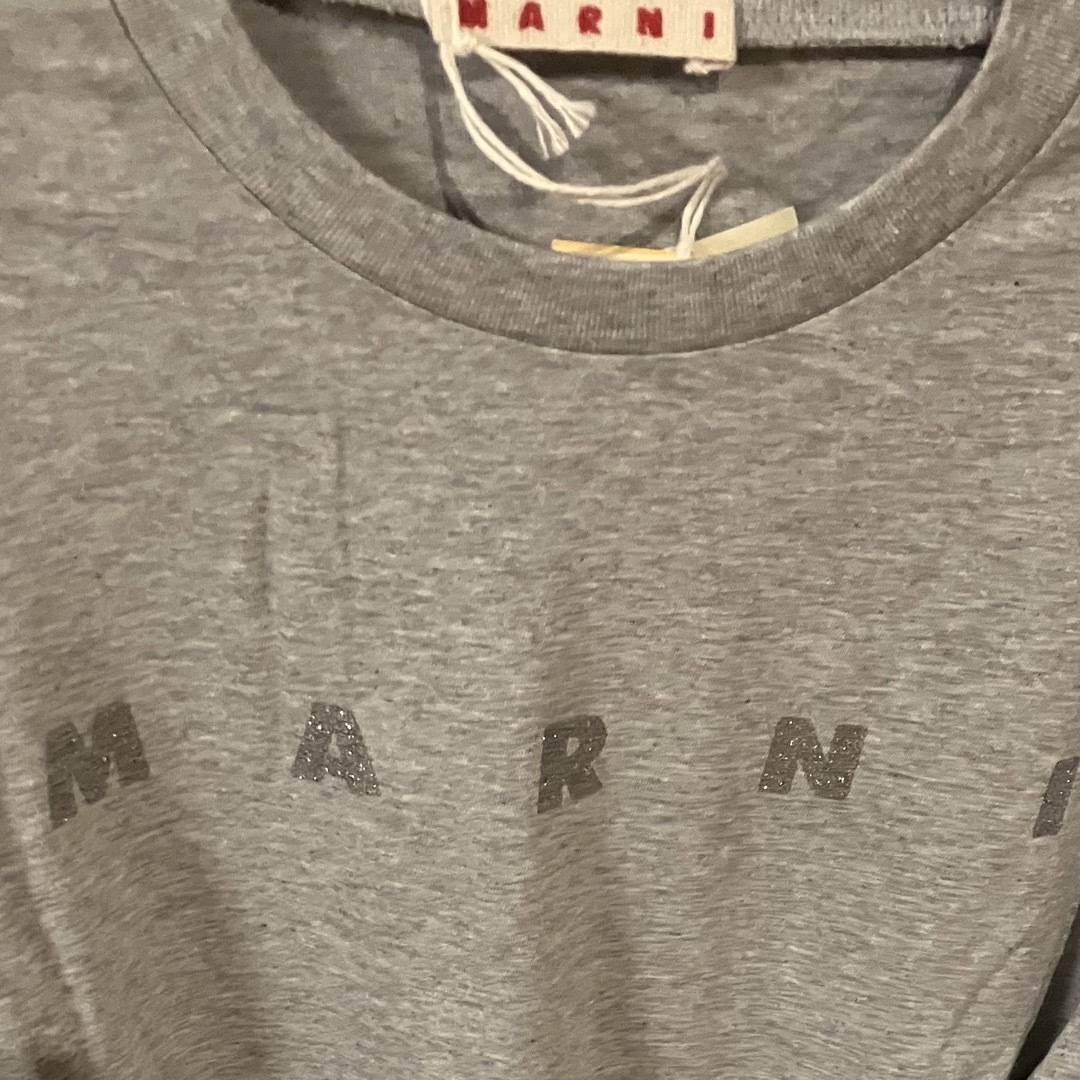 Marni(マルニ)の【新作】MARNI グリッターロゴTシャツ　ライトグレー　新品未使用 レディースのトップス(Tシャツ(半袖/袖なし))の商品写真