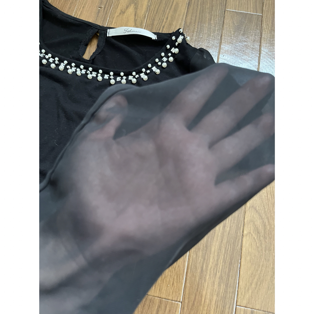 トップス　ブラック　S  パールが可愛い レディースのトップス(シャツ/ブラウス(長袖/七分))の商品写真