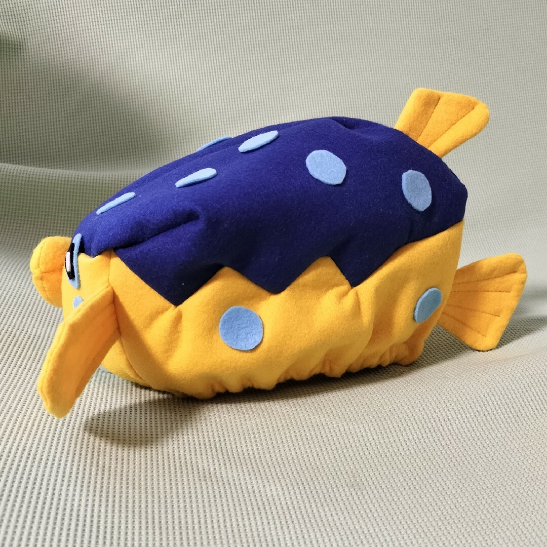 【即日発送】ハコフグの帽子（青）　キッズサイズ　ハンドメイド　さかなクン　発表会 エンタメ/ホビーのコスプレ(衣装)の商品写真