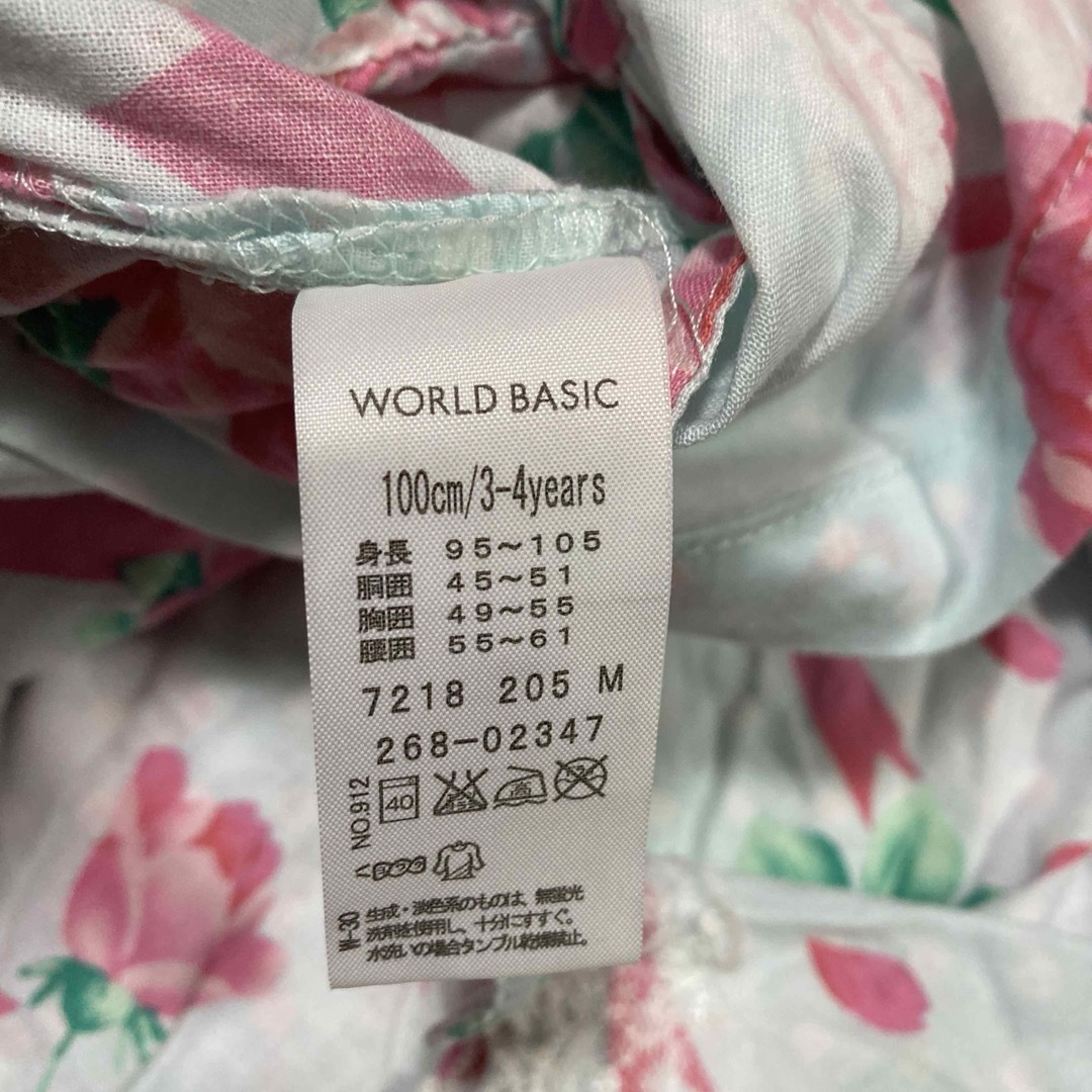 WORLD BASIC(ワールドベーシック)の花柄　甚平　スカート キッズ/ベビー/マタニティのキッズ服女の子用(90cm~)(甚平/浴衣)の商品写真