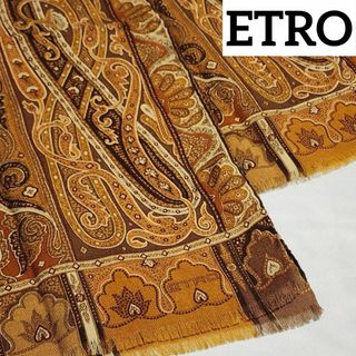 ETRO - 美品 ★ETRO★ ストール ペイズリー柄 ウール シルク ブラウン