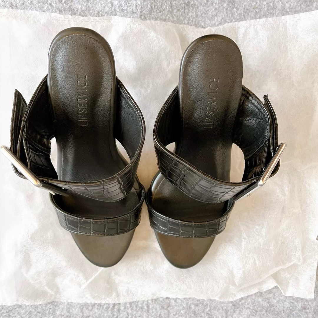 サンダル 22.0〜22.5cm Sサイズ ブラック クロコ模様 リップサービス レディースの靴/シューズ(サンダル)の商品写真