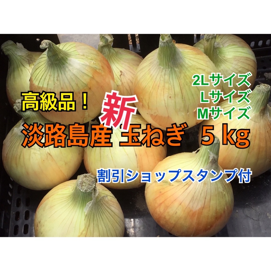 割引ショップスタンプ付 5kg 最高品質 淡路島産 新玉ねぎ 送料無料 食品/飲料/酒の食品(野菜)の商品写真