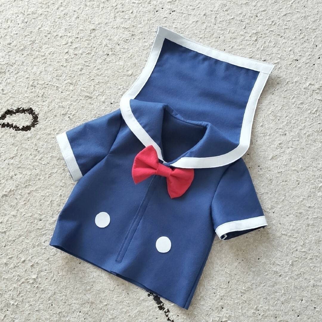 ドナルドダック風セーラー服　フェルト　ハンドメイド　80-90サイズ エンタメ/ホビーのコスプレ(衣装)の商品写真