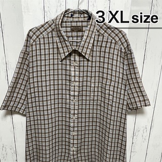 シャツ(shirts)のUSA古着　半袖シャツ　3XL　ブラウン　チェック柄　薄手　オーバーサイズ(シャツ)