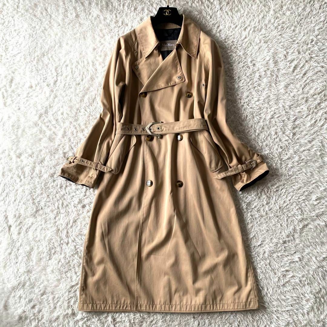 Max Mara(マックスマーラ)のマックスマーラ　トレンチコート　ダブル　春夏　ベルト　キャメル　イタリア製　40 レディースのジャケット/アウター(トレンチコート)の商品写真