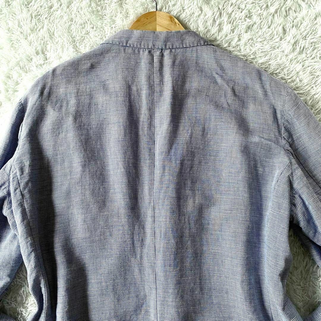UNIQLO(ユニクロ)の美品　ユニクロ　テーラードジャケット　さわやか　春夏　麻　千鳥柄　ブルー　XL メンズのジャケット/アウター(テーラードジャケット)の商品写真