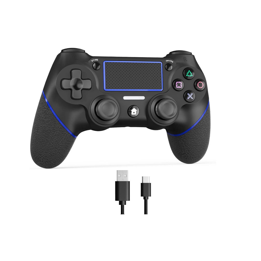 PS4コントローラーBluetooth接続12時間連続日本語取扱ブラック/ブルー エンタメ/ホビーのゲームソフト/ゲーム機本体(PCゲームソフト)の商品写真