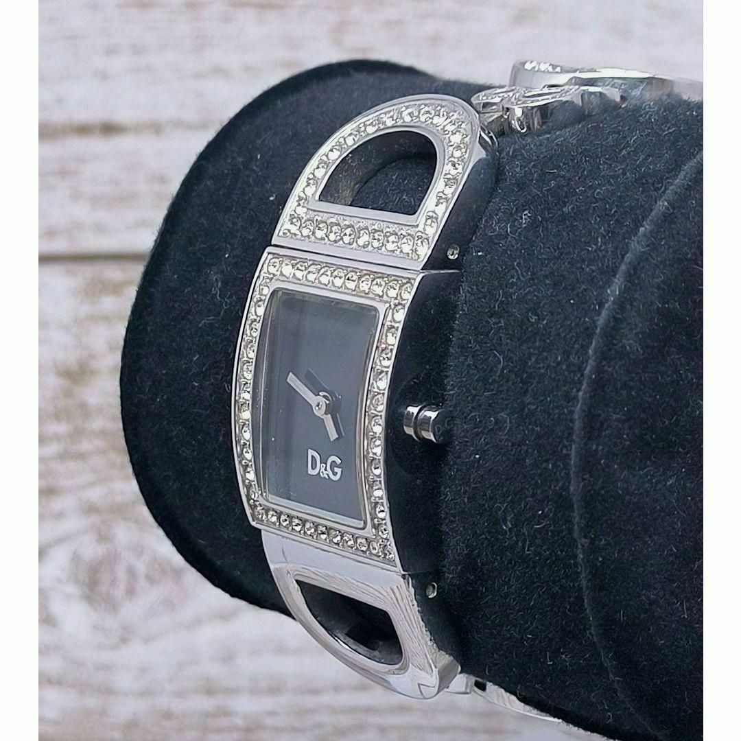 DOLCE&GABBANA(ドルチェアンドガッバーナ)のドルチェ＆ガッバーナ　ブラック　シルバー　ダイヤモンド　時計 レディースのファッション小物(腕時計)の商品写真