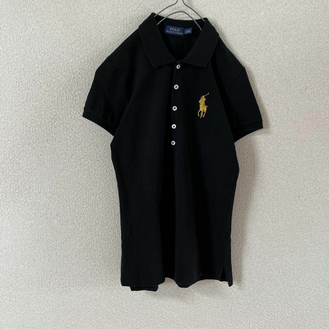 POLO RALPH LAUREN(ポロラルフローレン)のE1ラルフローレン　ビッグポニーポロシャツ　半袖　Sレディース　黒　鹿子 レディースのトップス(ポロシャツ)の商品写真