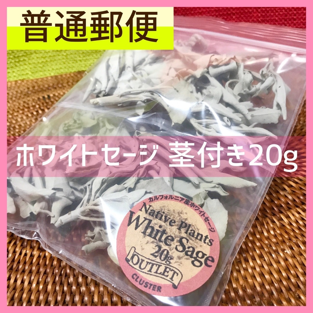 普通郵便  お香 ホワイトセージ 茎付き 無農薬 アウトレット   20g  コスメ/美容のリラクゼーション(お香/香炉)の商品写真