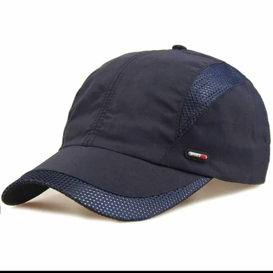 キャップ　帽子　メッシュキャップ　紺色　男女兼用　UVカット　無地　アウトドア メンズの帽子(キャップ)の商品写真