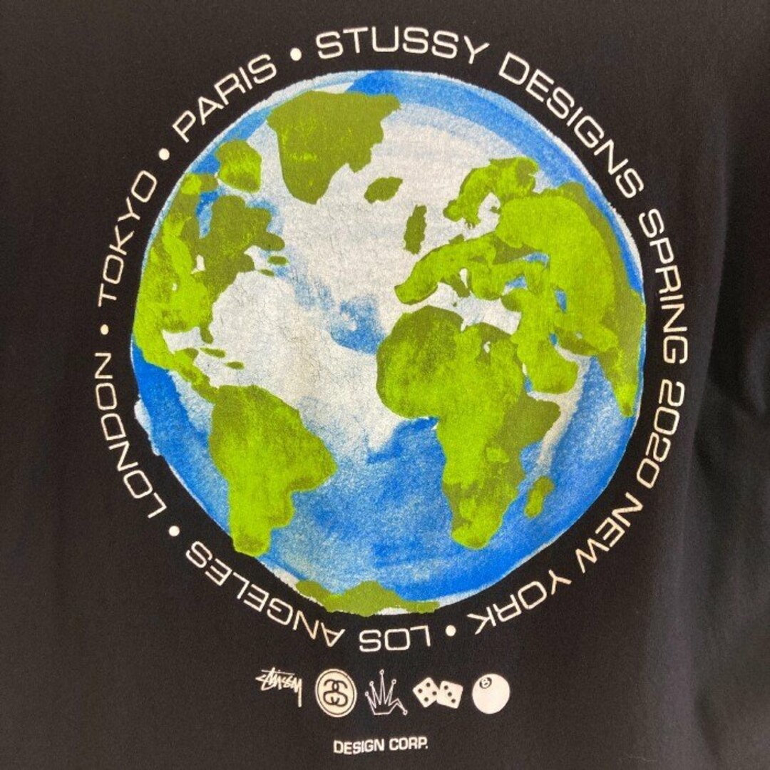 STUSSY(ステューシー)の★STUSSY ステューシー GLOBAL DESIGN CORP 地球 バックプリント ブラック sizeL メンズのトップス(Tシャツ/カットソー(半袖/袖なし))の商品写真