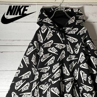 ナイキ(NIKE)のA3 【即完売モデル】ナイキ⭐︎ロゴ総柄 刺繍ワンポイントロゴ パーカー 人気(パーカー)