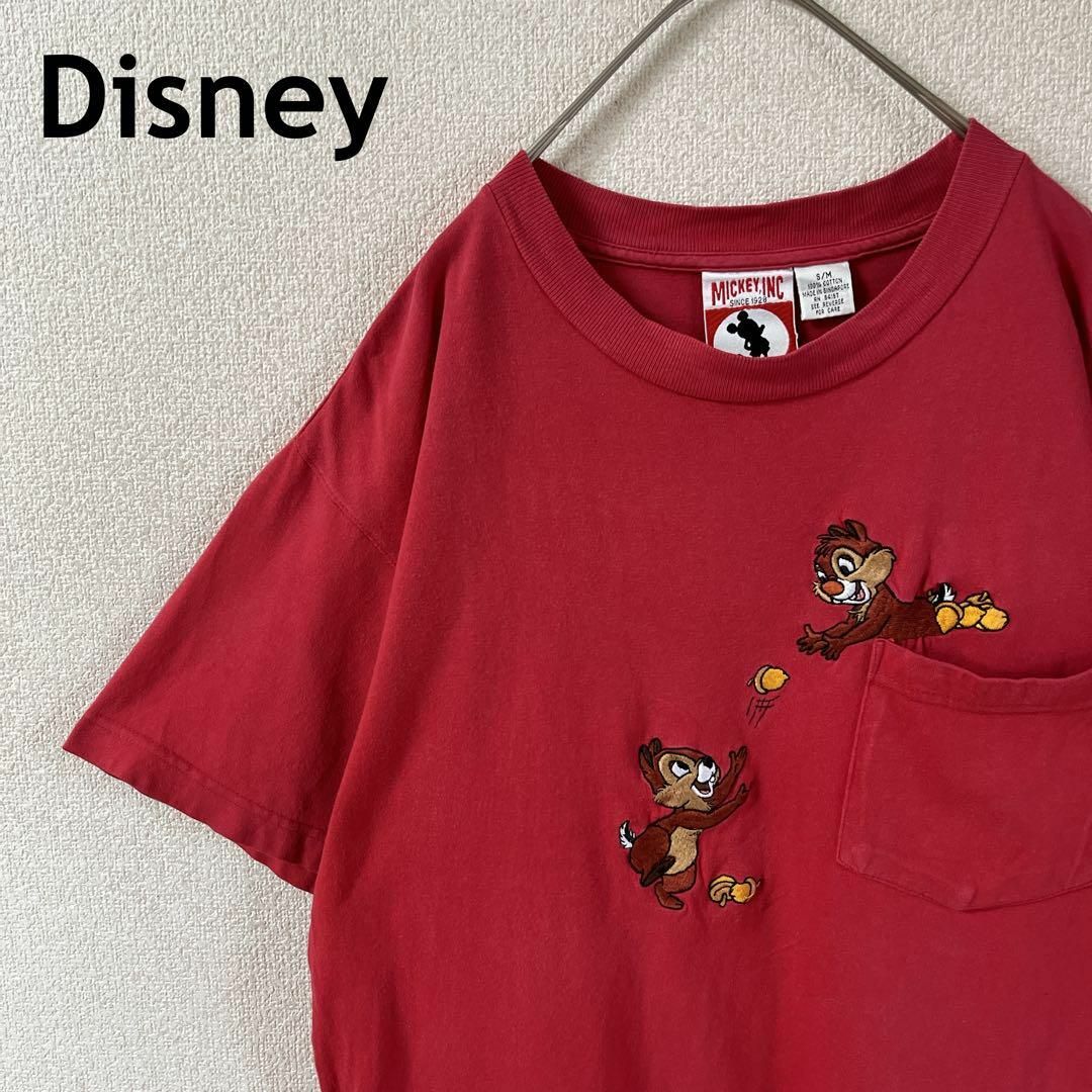 Disney(ディズニー)のO3 Disney tシャツ 半袖　チップ&ディール刺繍　ワンポケ　S/Mサイズ メンズのトップス(Tシャツ/カットソー(半袖/袖なし))の商品写真