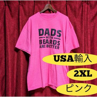 US古着  メッセージTシャツ ピンク XL以上 大きいサイズ ワイドシルエット(Tシャツ/カットソー(半袖/袖なし))