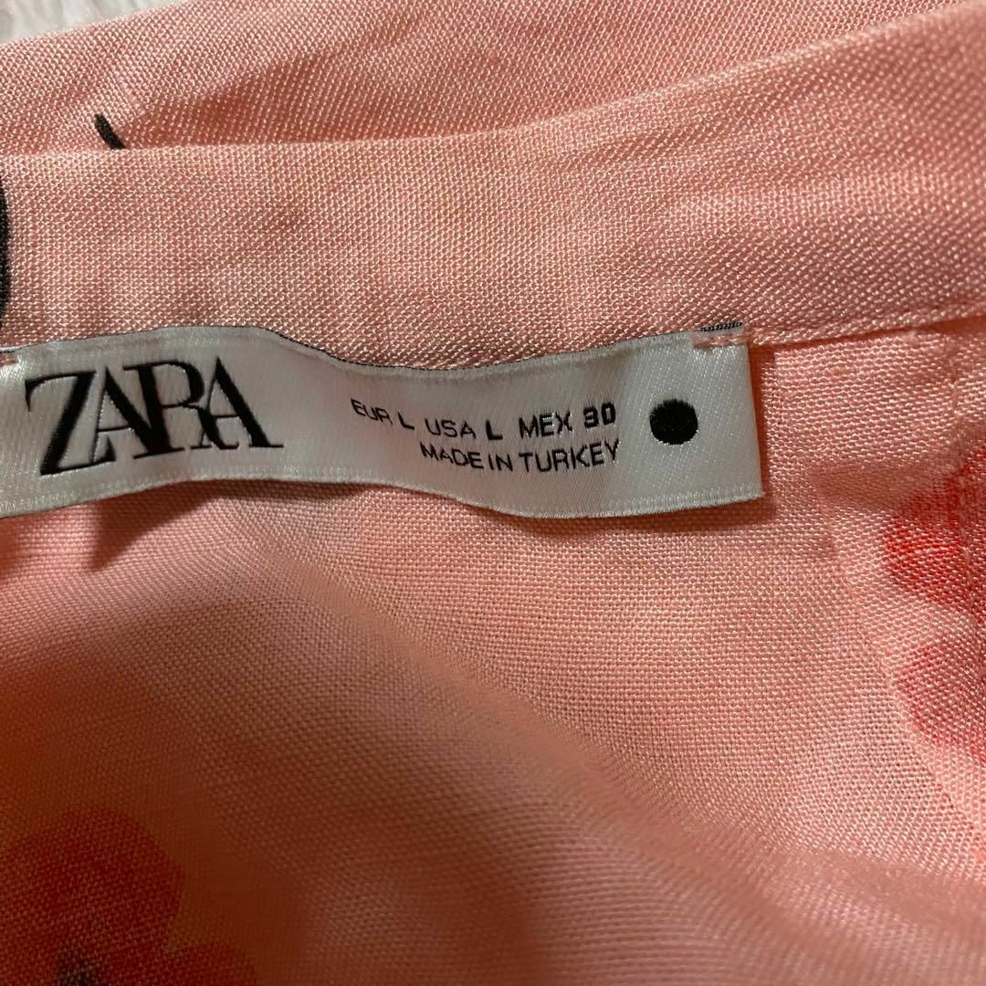 ZARA(ザラ)のザラ　スカート　ピンク　花柄　フラワー　リネン混　大きめサイズ　ボタニカル レディースのスカート(ロングスカート)の商品写真