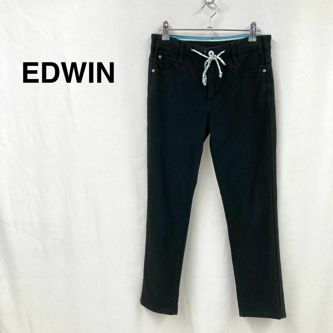 EDWIN(エドウィン)のEDWIN エドウィン ブラック　デニム　テーパード レディース レディースのパンツ(デニム/ジーンズ)の商品写真