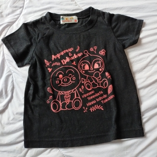 アンパンマン 黒 ブラック 半袖Tシャツ トップス 95cm(Tシャツ/カットソー)