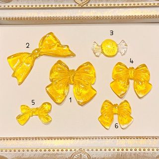 リボン　デコパーツ　キャンディ　ハンドメイド　レジン(各種パーツ)