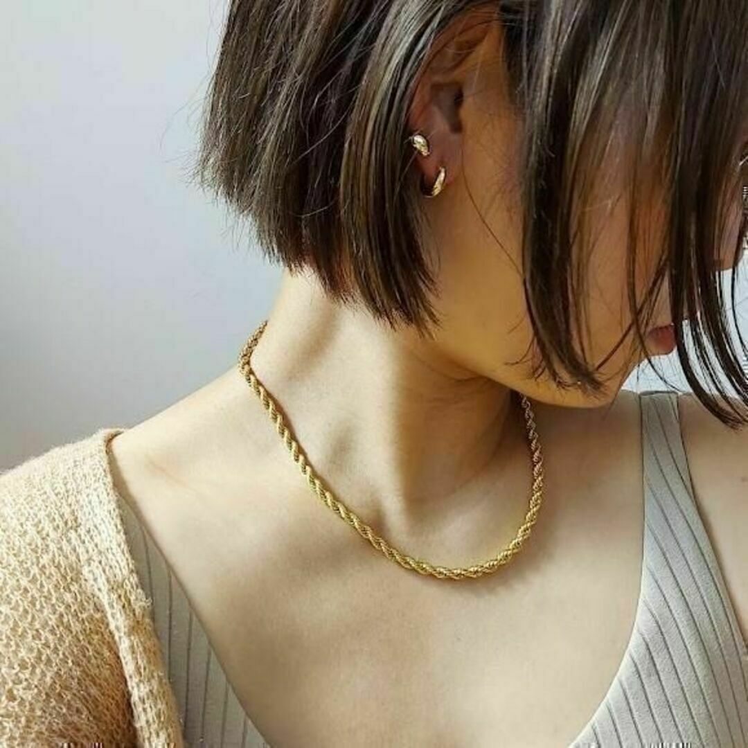 5mm twist rope chain necklace RN033 レディースのアクセサリー(ネックレス)の商品写真