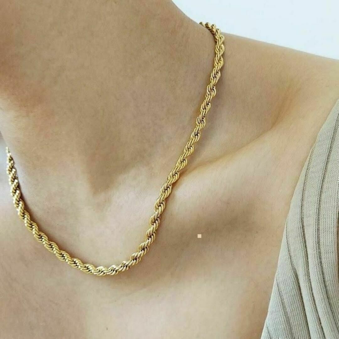 5mm twist rope chain necklace RN033 レディースのアクセサリー(ネックレス)の商品写真