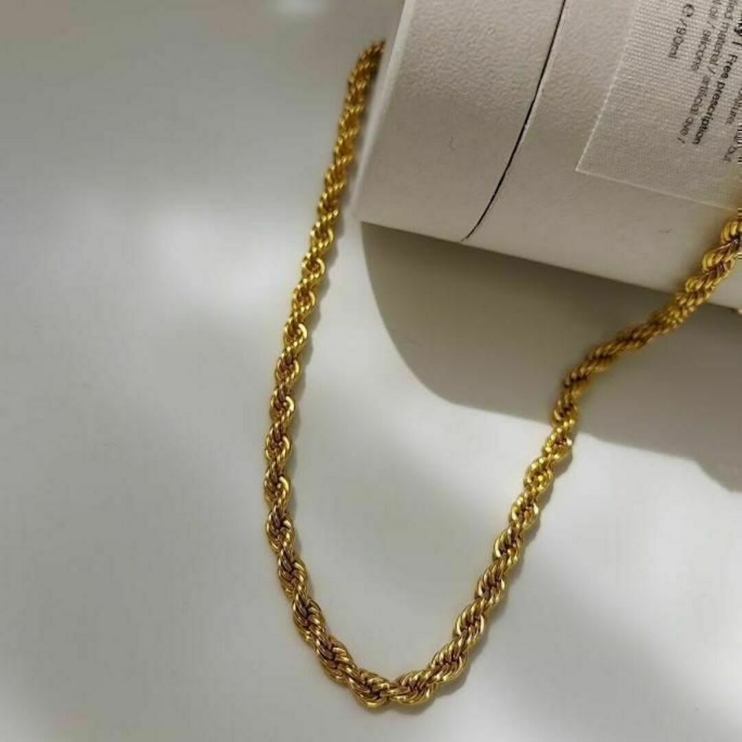 5mm twist rope chain necklace RN033 レディースのアクセサリー(ネックレス)の商品写真