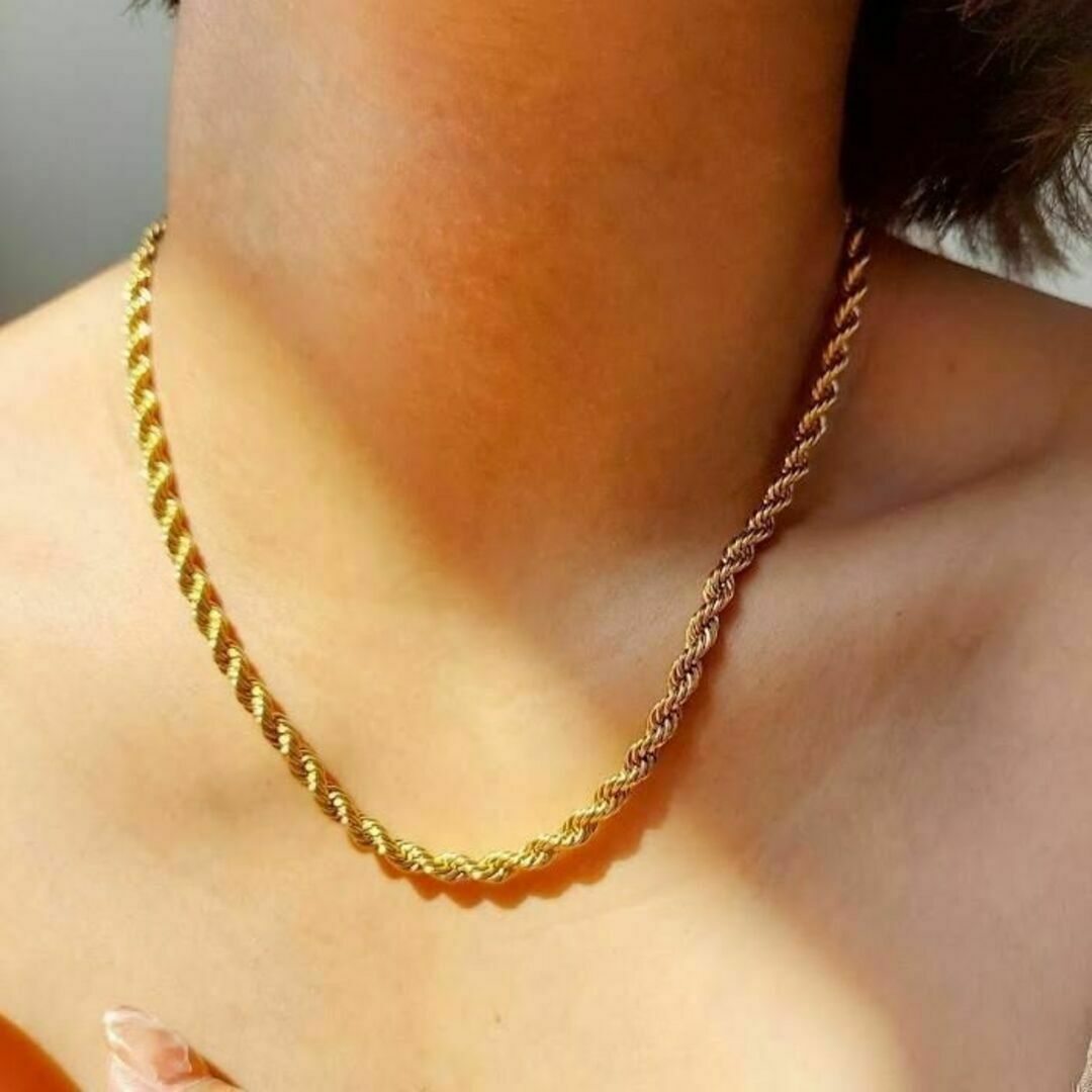 5mm twist rope chain necklace RN033 レディースのアクセサリー(ネックレス)の商品写真