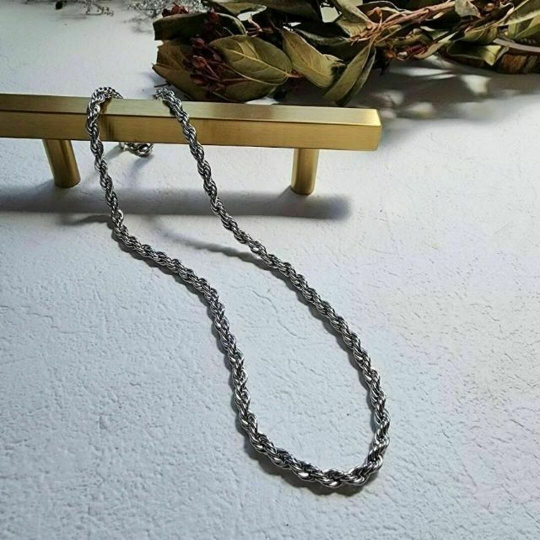 【シルバー】5mm rope chain necklace RN033 レディースのアクセサリー(ネックレス)の商品写真