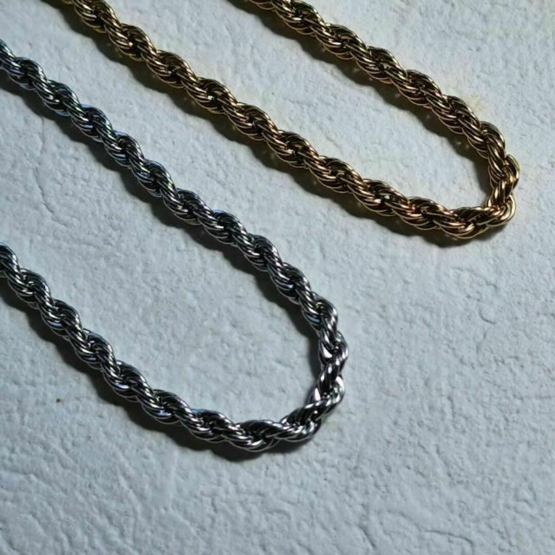 【シルバー】5mm rope chain necklace RN033 レディースのアクセサリー(ネックレス)の商品写真