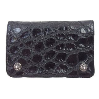 クロムハーツ(Chrome Hearts)のCHROME HEARTS クロムハーツ（原本無） 財布 ALLIGATOR 1ZIP アリゲーター 2クロスパッチ クロスボールコンチョボタン 1ジップ ウォレット  ブラック系【中古】(長財布)