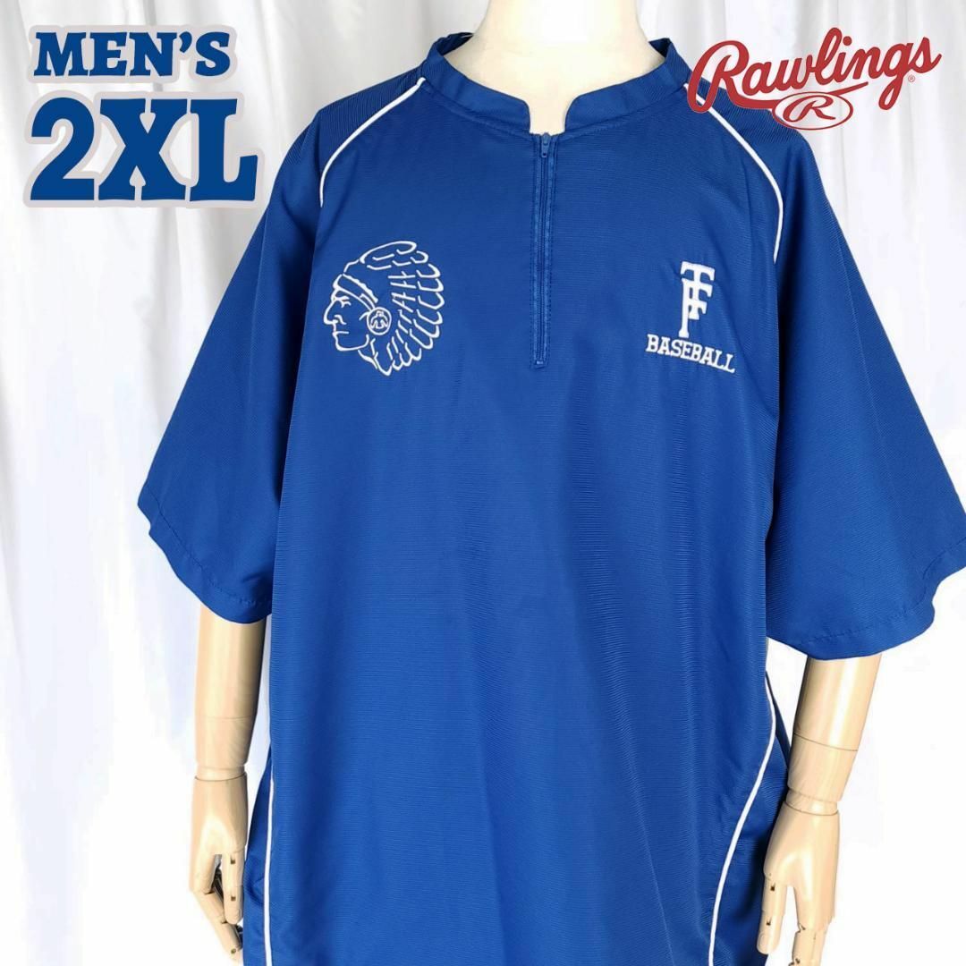 Rawlings(ローリングス)の2XLサイズ/ローリングス 刺繍 ロゴ ハーフジップ プルオーバー 半袖 メンズのジャケット/アウター(その他)の商品写真