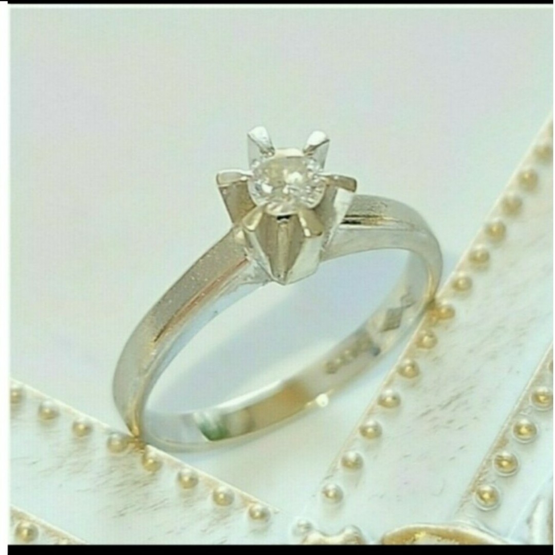 K14WG ソリティアダイヤモンド リング レディースのアクセサリー(リング(指輪))の商品写真
