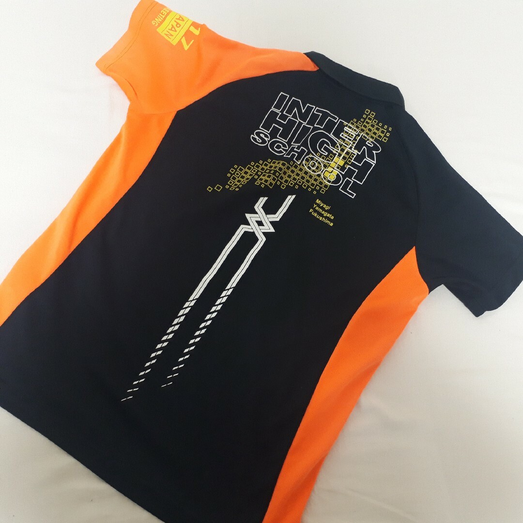 ミズノ 半袖 ポロシャツ ブラック オレンジ L MIZUNO スポーツ/アウトドアのテニス(ウェア)の商品写真