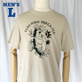 Lサイズ/コアラ プリント 半袖Tシャツ ベージュ系(Tシャツ/カットソー(半袖/袖なし))