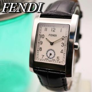 フェンディ(FENDI)の美品 FENDI スモセコ スクエア シルバー クォーツ メンズ腕時計 789(腕時計(アナログ))