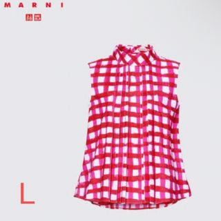 ユニクロ(UNIQLO)の新品タグ付＊UNIQLO✖️MARNI ノースリーブタックブラウス＊L(シャツ/ブラウス(半袖/袖なし))