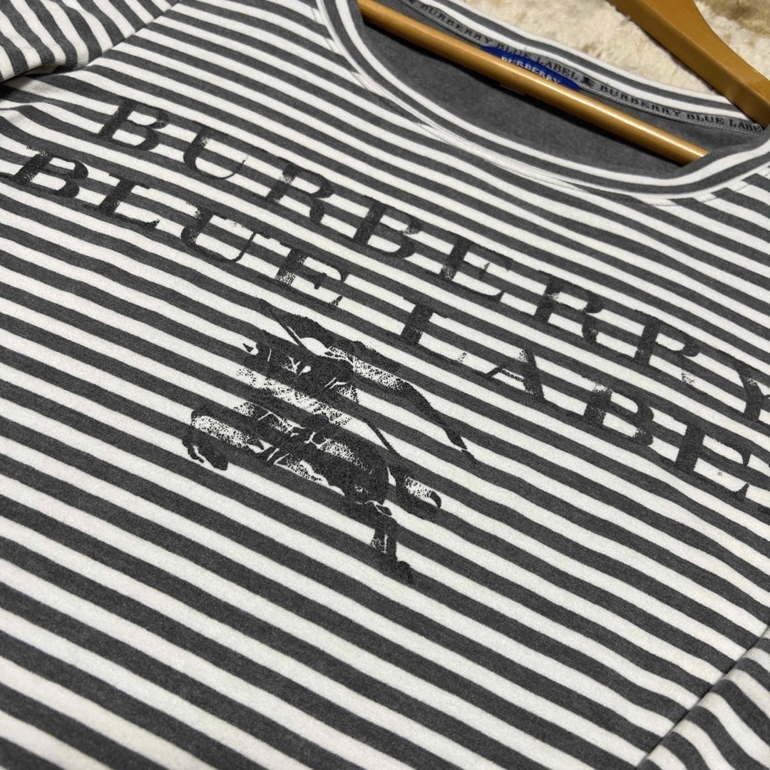 BURBERRY BLUE LABEL(バーバリーブルーレーベル)のバーバリーブルーレーベル　柔らかボーダーのカットソー　38サイズ レディースのトップス(Tシャツ(長袖/七分))の商品写真