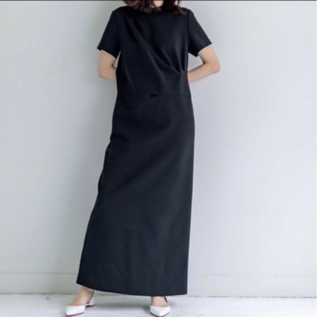 【新品タグ付】deres draping dress ワンピース黒1サイズ レディースのワンピース(ロングワンピース/マキシワンピース)の商品写真