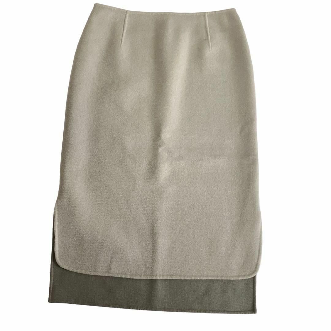 DES PRES(デプレ)のDES PRES デプレ　スカート　ウール　ベージュ　アイボリー レディースのスカート(ひざ丈スカート)の商品写真