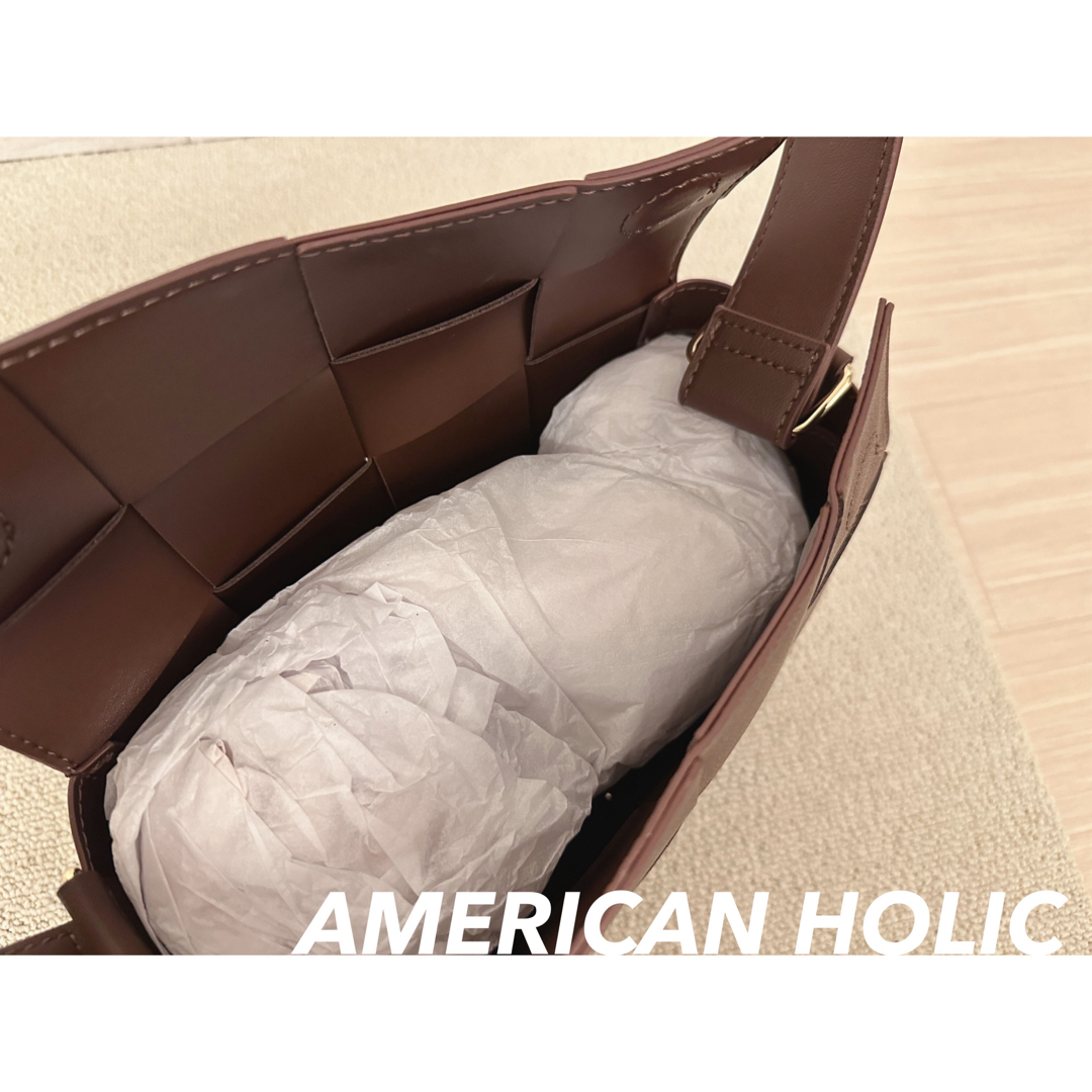 AMERICAN HOLIC(アメリカンホリック)のAMERICAN HOLIC 編み込みBOXショルダーバッグ　ブラウン　新品 レディースのバッグ(ショルダーバッグ)の商品写真