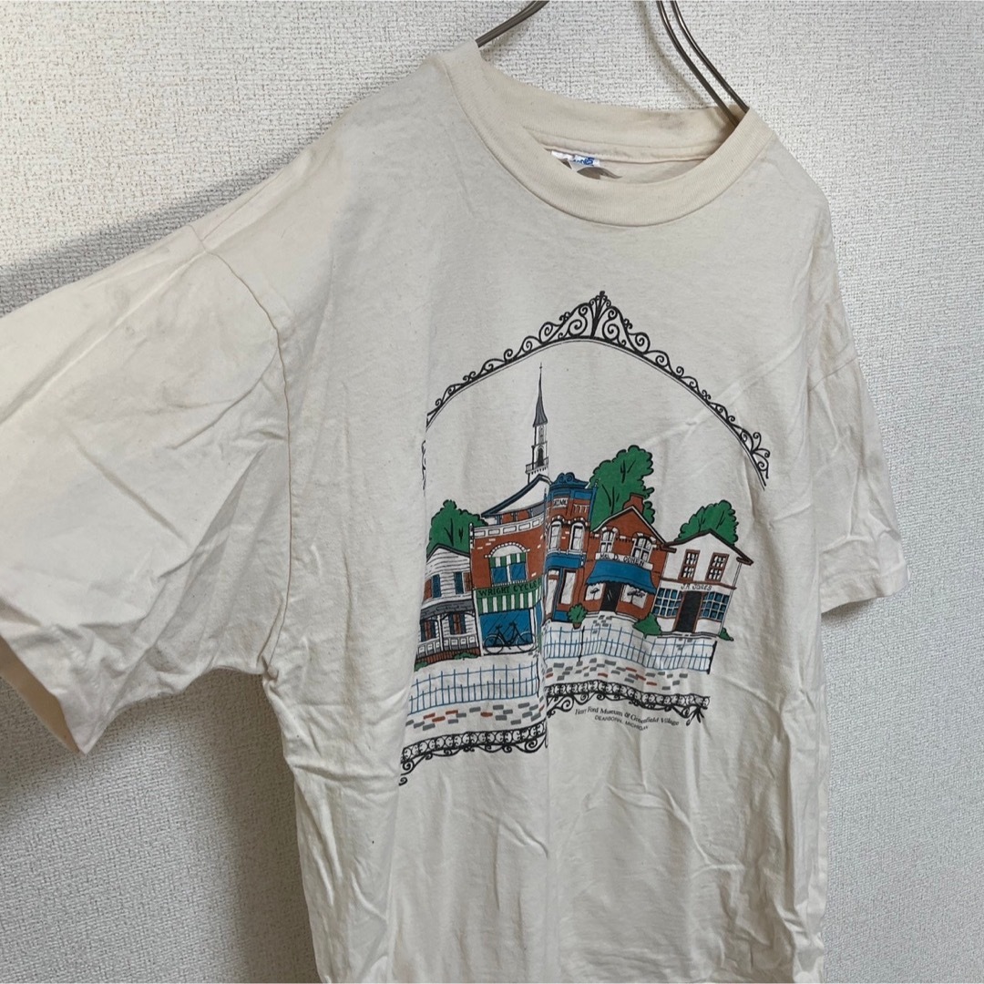 Hanes(ヘインズ)の【ヘインズ】USA製Tシャツ　ビンテージ　シングルステッチ　街　紋章　塔47 メンズのトップス(Tシャツ/カットソー(半袖/袖なし))の商品写真