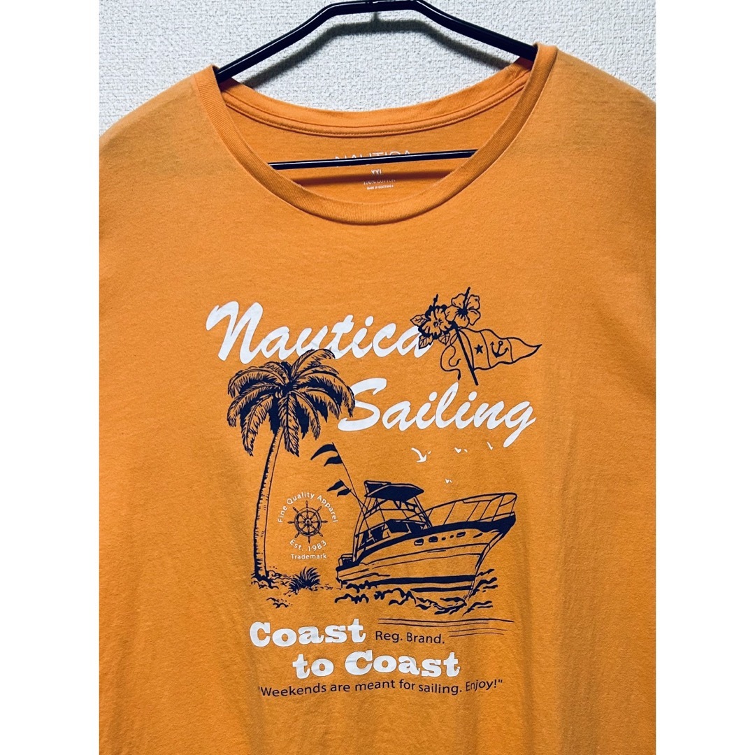 NAUTICA(ノーティカ)の【US古着】NAUTICA   フロントプリントTEE  (2XL/ オレンジ) メンズのトップス(Tシャツ/カットソー(半袖/袖なし))の商品写真