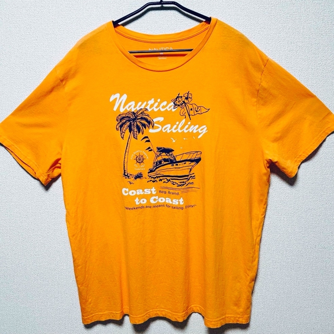 NAUTICA(ノーティカ)の【US古着】NAUTICA   フロントプリントTEE  (2XL/ オレンジ) メンズのトップス(Tシャツ/カットソー(半袖/袖なし))の商品写真