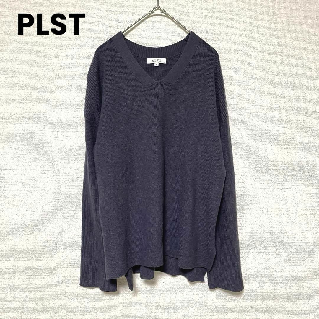 PLST(プラステ)のck16 PLSTプラステ長袖ニット/プルオーバー/グレー系/シンプル/スリット レディースのトップス(ニット/セーター)の商品写真